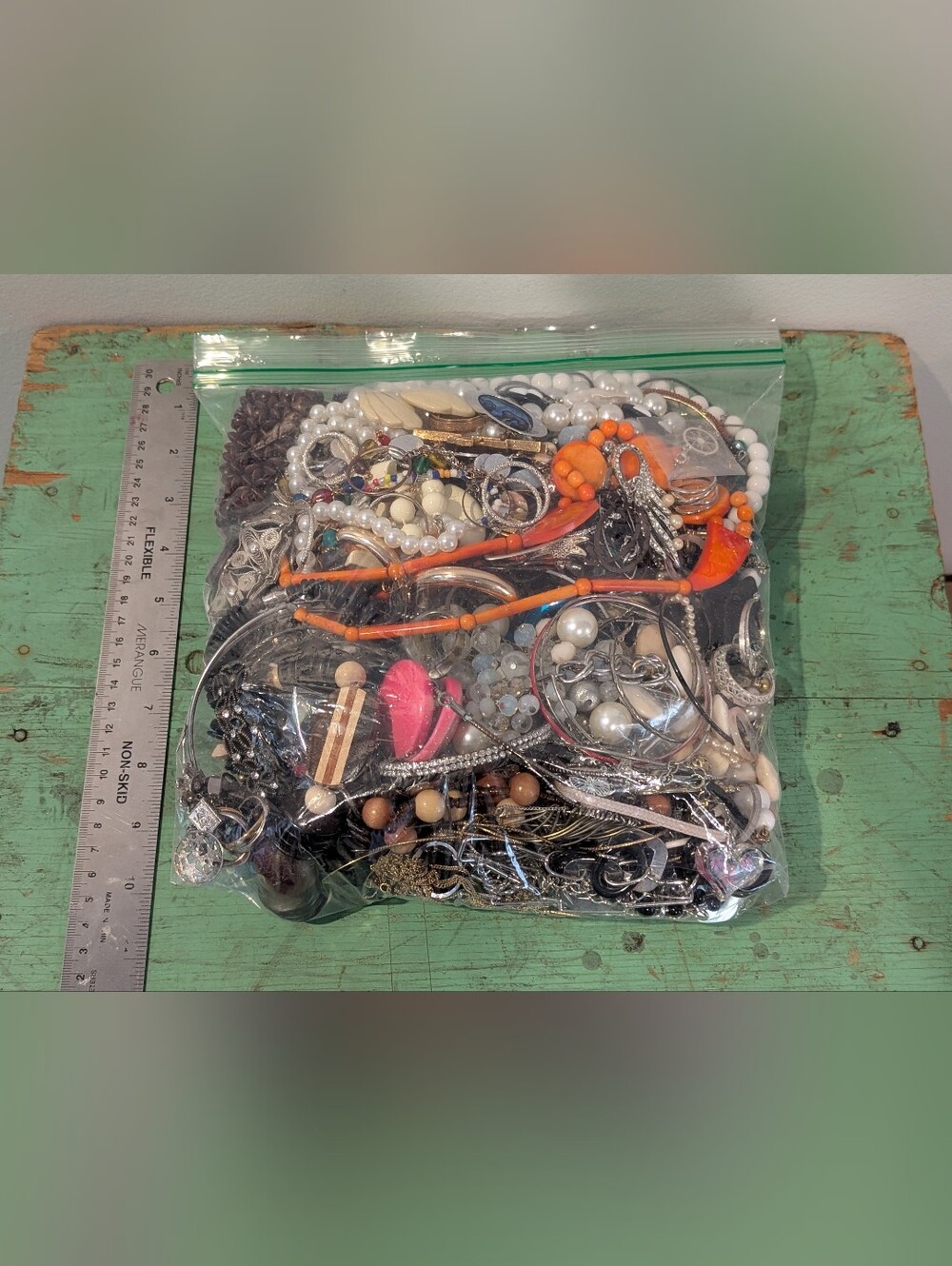 Bag of Vintage & Newer Costume Jewelry - over 5 lbs - All Wearable, some Silver!